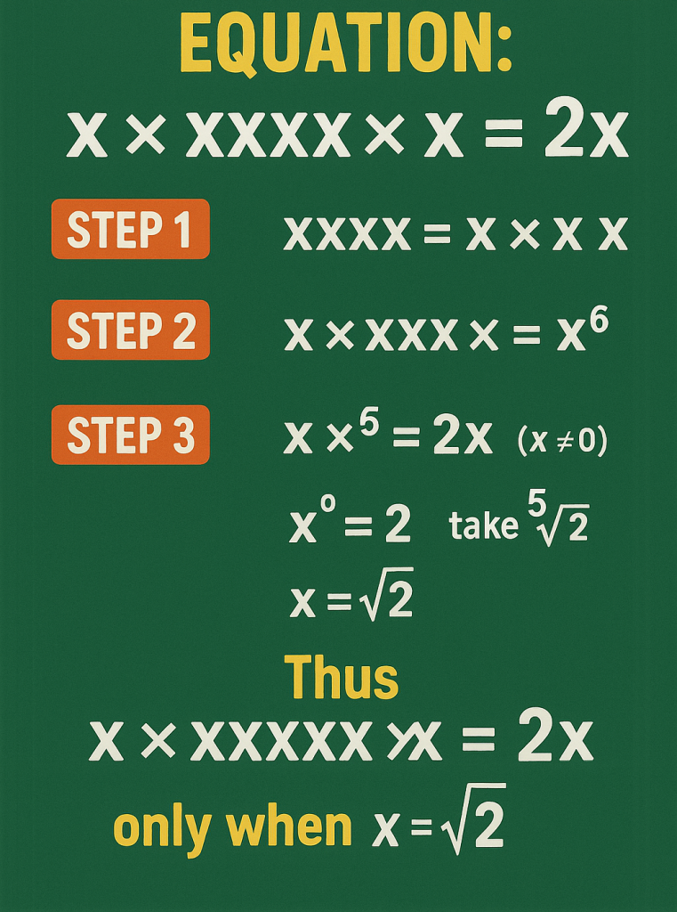 x*xxxx*x is equal to 2 x